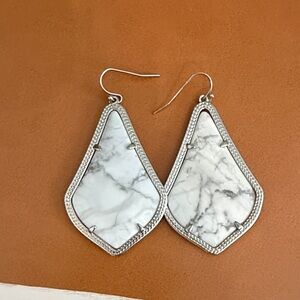 Kendra Scott Marble White and Silver Earrings